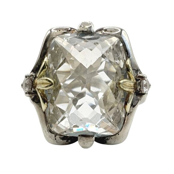 Estate Ring in Sterling Silver & 18K Gold • Sculptural Art Nouveau Design - Picture 3 of 6